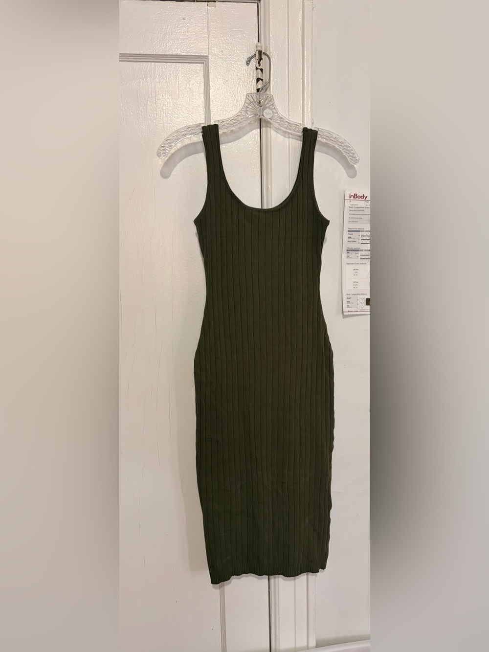 Hera Collection Olive Green Ribbed Midi Tank Dress